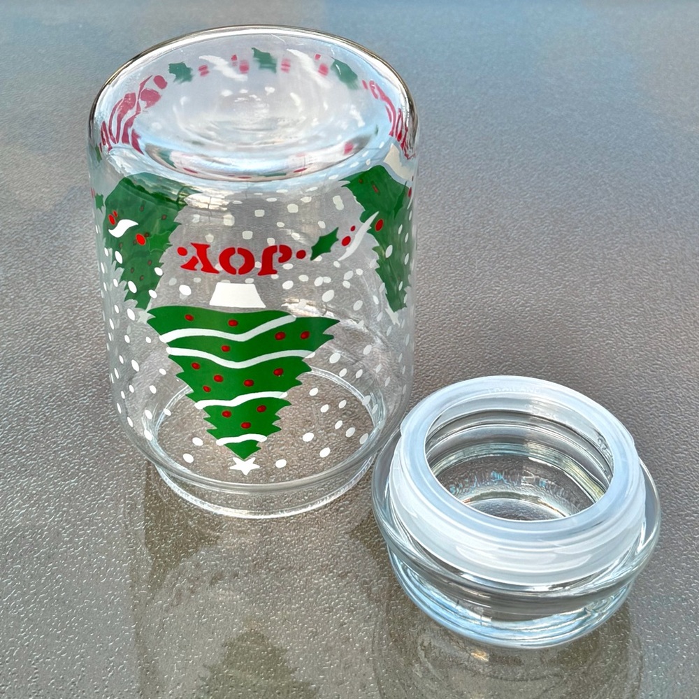 Christmas Tree Joy Retro Glass Apothecary Jar with Knob Lid - Picture 6 of 8